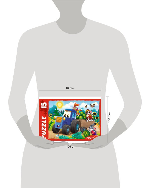 МАКСИ-ПАЗЛЫ 15 элементов. ВЕСЕЛЫЙ ТРАКТОР №4 (Арт. ПУ15-1093)