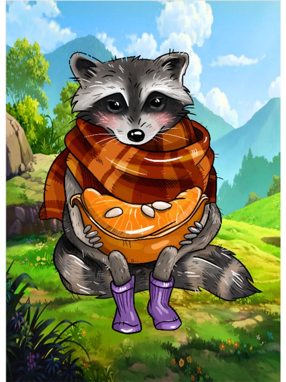 Алмаз. мозаика (класс.) 17х22 см, без подр., с част. заполн. МИЛЫЙ ЕНОТИК (Арт. ACM024)