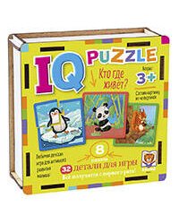 IQ Пазл деревянный. Кто где живёт? 3+
