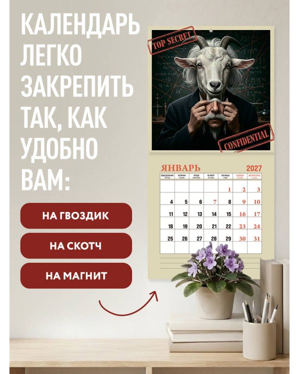 Дополнительное изображение книги «Это всегда были они! Секретный настенный календарь на 2027 год (300х300 мм)»