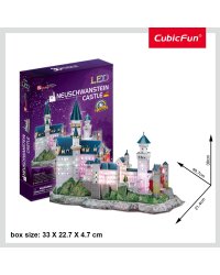 3D пазл Замок Нойшванштайн с LED-подсветкой, 128 деталей