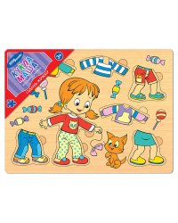 Игра из дерева "Одень куклу.Кукла Маша"