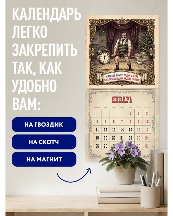 Дополнительное изображение книги «Цирк, да и только: шапито трудовых будней. Календарь настенный на 2027 год (300х300 мм)»