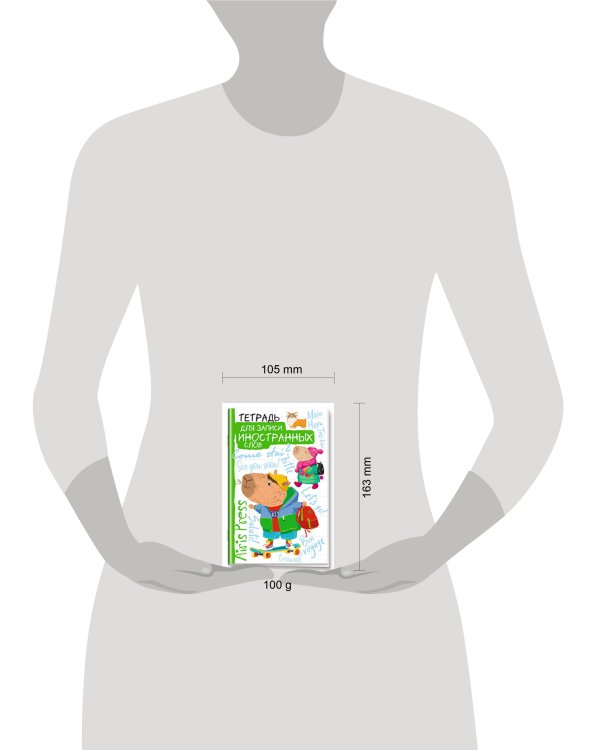 Тетрадь для записи иностранных слов. Мал.формат (Капибара на скейте)