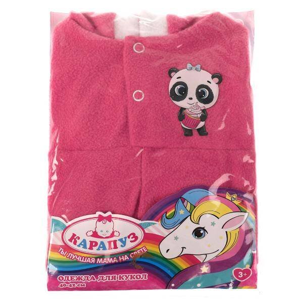 Одежда для кукол 40-42см теплый комбинезон панда КАРАПУЗ в кор.100шт