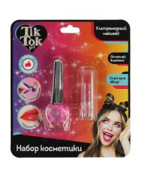 Косметика ДЛЯ ДЕВОЧЕК лак для ногтей и помада с блестками, розовый TIK TOK GIRL в кор.2*180шт