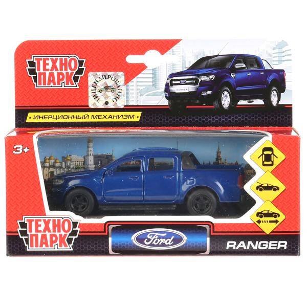 Машина металл FORD Ranger пикап синий 12см, открыв. двери, инерц. в кор. Технопарк в кор.2*24шт