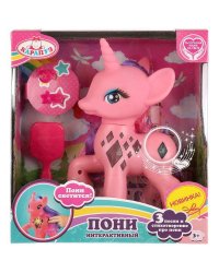 ПОНИ ТМ "КАРАПУЗ" ПЛАСТИКОВАЯ 19СМ, СВЕТИТСЯ, 4 ПЕСНИ, С АКСЕССУАРАМИ В РУСС. КОР. в кор.2*24шт