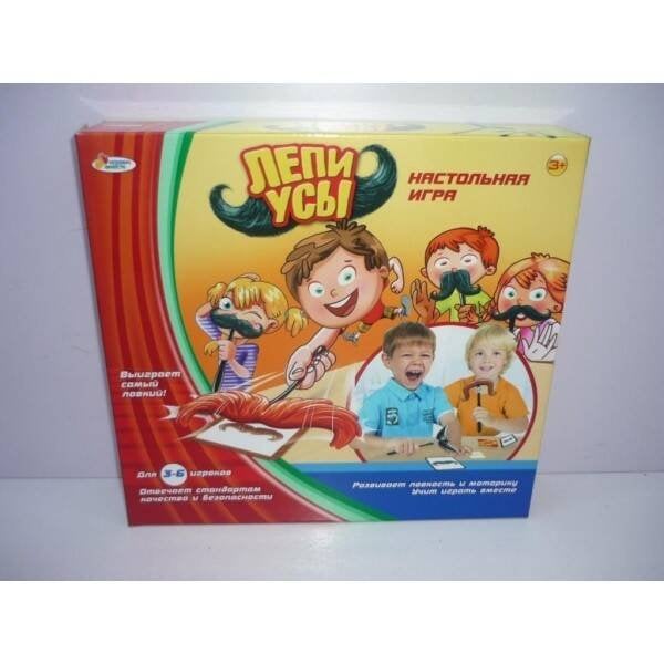 "ИГРАЕМ ВМЕСТЕ" НАСТОЛЬНЫЕ ИГРЫ (Умка) НАСТОЛЬНАЯ ИГРА "ИГРАЕМ ВМЕСТЕ" "ЛЕПИ УСЫ" В РУСС. КОР. в кор.2*24шт