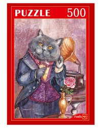 ПАЗЛЫ 500 элементов. ХП500-5883 КОТ С ГРАММОФОНОМ
