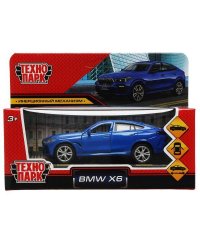 Машина металл BMW X6 длина 12 см, двери, багаж, инер, синий, кор. Технопарк в кор.2*36шт