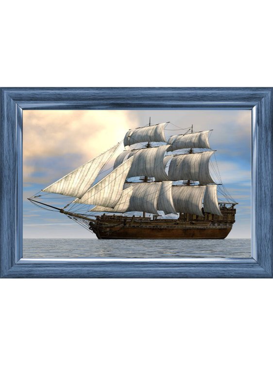 Алмаз.моз.квадратная 17x22 (класс.) с подр.,с полн.зап.(20 цв.) Большое парусное судно (Арт. F1-017)