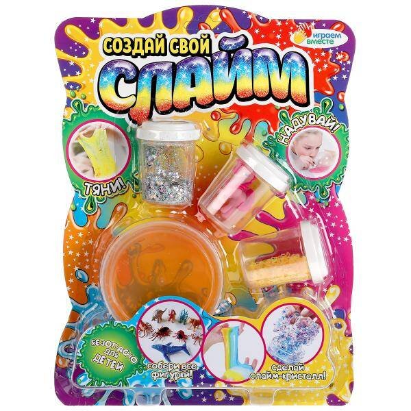 Набор опыты сделай слайм с игрушкой. ИГРАЕМ ВМЕСТЕ в кор.72шт