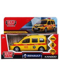 Машина металл RENAULT KANGOO РЕАНИМАЦИЯ 12 см, двери, багаж, желтая, в кор.. Технопарк в кор.2*36шт