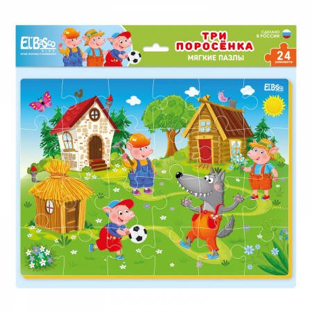 Мягкий пазл (Ярасту) Мягкий пазл "Три поросенка" А4 24 элемента