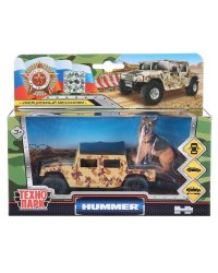 Машина металл hummer h1 ПИКАП, 12 см, двери, баг., инерц.+овчарка , кор. Технопарк в кор.2*24шт