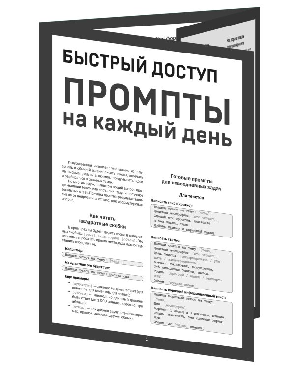 Быстрый доступ. Промпт на каждый день. Шпаргалка-буклет для начинающих (215х285 мм, 6 полос компактного буклета в европодвесе)