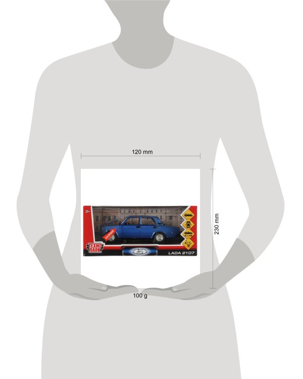 Машина металл свет-звук LADA 2107, 17 см, дв., кап.,баг.,инер.,синий,кор. Технопарк в кор.2*12шт