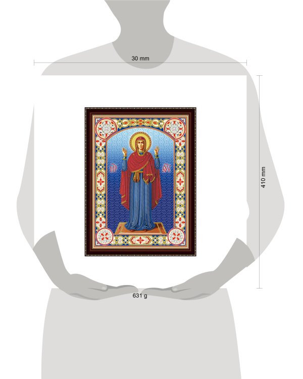 Алмазная мозаика 30х40 см с подр. c част.зап. (блест) Икона Богородицы Нерушимая Стена (Арт. BH11)
