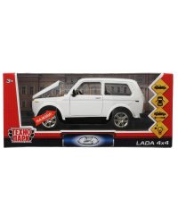 Машина металл свет-звук LADA 4х4, 17 см, дв., кап.,баг.,инер.,белая.,кор. Технопарк в кор.2*12шт