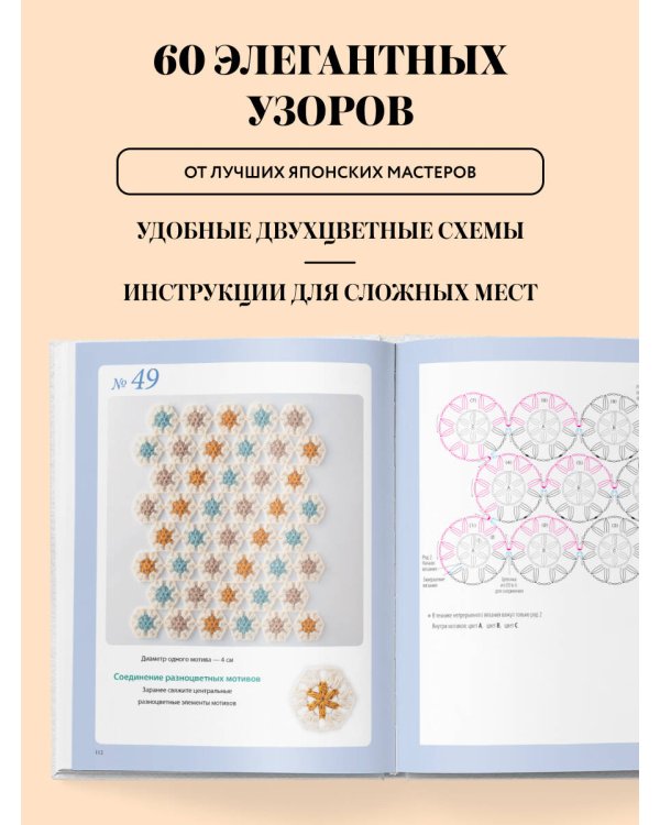 Дополнительное изображение книги «Японское непрерывное вязание крючком. 60 эффектных мотивов и 5 красивых проектов (мягкая обложка)»