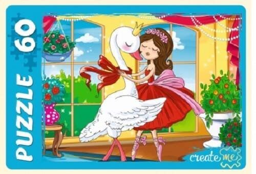 04. ПАЗЛЫ 60 элементов (Рыжий Кот) 73. ПАЗЛЫ 60 элементов БАЛЕРИНКА И ЛЕБЕДЬ (Арт. ПУ60-7195)