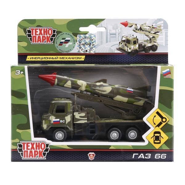 "ТЕХНОПАРК" БЕЗ СВЕТА И ЗВУКА (Умка) МАШИНА "ТЕХНОПАРК"МЕТАЛЛ. ИНЕРЦ. ГАЗ 66 С РАКЕТОЙ, 12СМ ЗЕЛ. КАМУФ.,ОТКРЫВ. ДВЕРИ В КОР в кор.2*24шт