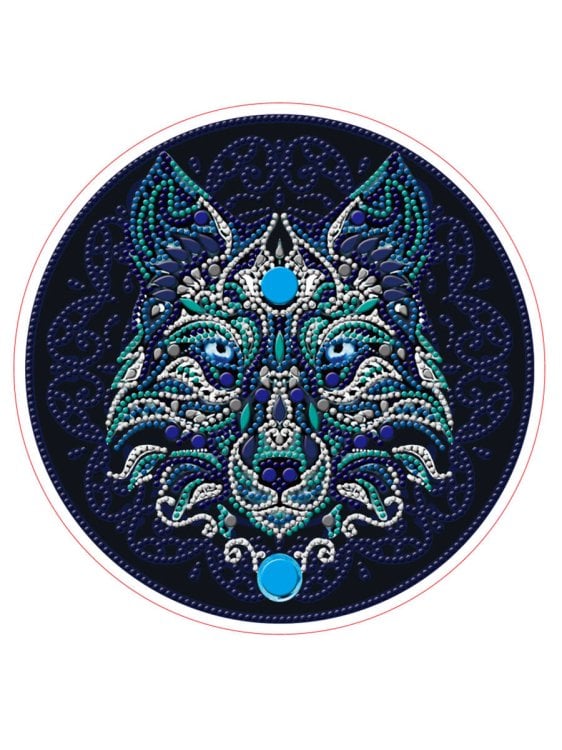 Алмаз. моз. круг, д.24 см с подр,с част. зап, камни разн форм  (11цв) ВОЛК. Арт. YKH28