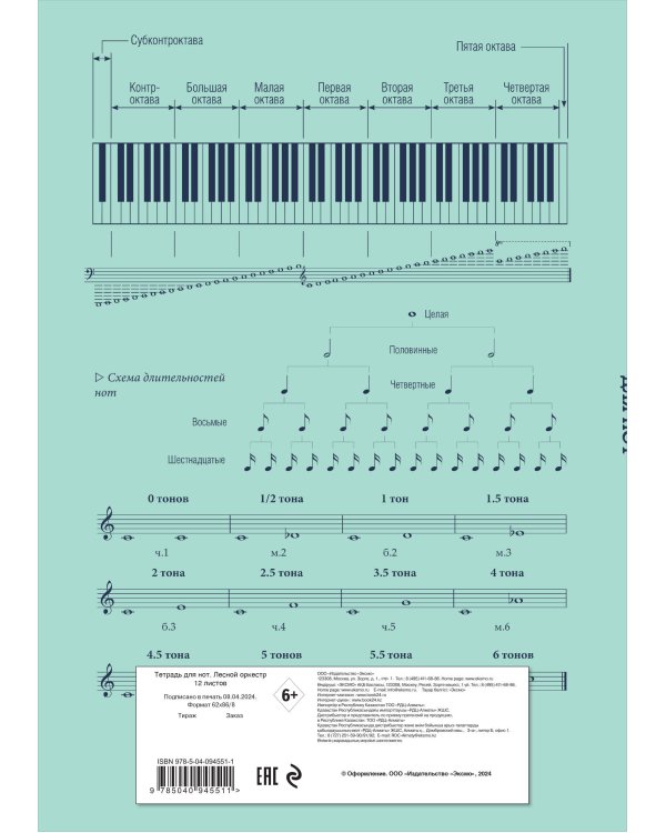 Тетрадь для нот. Лесной оркестр (12 л., А4, вертикальная, скрепка)