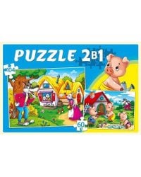 ПАЗЛЫ 2 в 1. 60 и 104 элемента. ЛЮБИМЫЕ СКАЗКИ (Арт. П-0681)