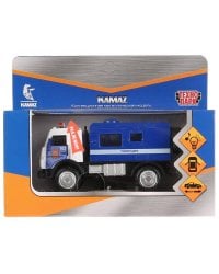 Машина металл свет-звук "KAMAZ БУДКА ПОЛИЦИЯ" 12см, открыв двери, инерц,в кор.Технопарк в кор.2*36шт