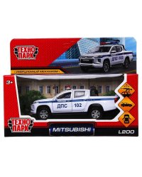 Машина металл MITSUBISHI L200 PICKUP ПОЛИЦИЯ 13 см, двери, багаж, в кор. Технопарк в кор.2*36шт