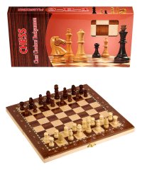 Игра 3 в 1 дерево лакиров(нарды, шашки, шахматы)(34х17х3.5 см)фигуры-дерево в коробке (Арт. AN02597)