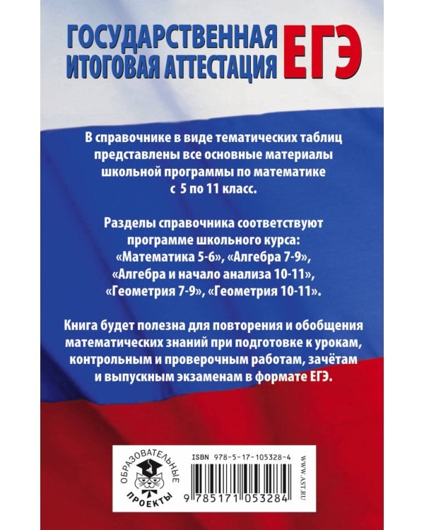 ЕГЭ. Математика в таблицах. 10-11 классы