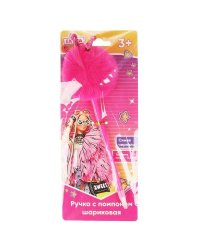 Ручка шариковая БАРБИ с розовым пуш.топпером, barbie extra, блистер Умка в кор.6*36шт
