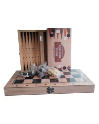 Игра 3 в 1 дерево (нарды, шашки, шахматы) (34х17х3.5 см) шах.фиг.- пластик, шашки-дер (Арт. AN02591)