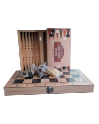 Игра 3 в 1 дерево (нарды, шашки, шахматы) (34х17х3.5 см) фигуры-дерево в коробке (Арт. AN02594)