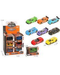 Машинка металлическая "Гоночная"(7,5х3 см) (микс,24 шт. в шоубоксе)( Арт. 2176240)