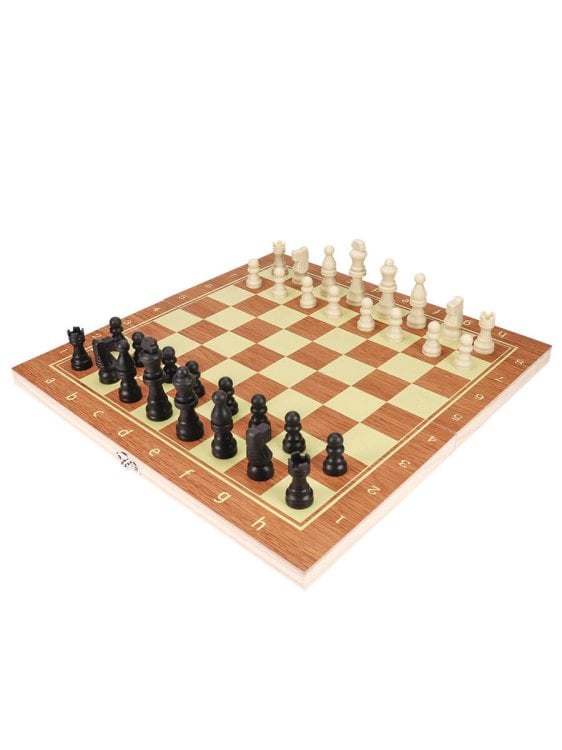 Шахматы деревянные (34х17х3.5 см), фигуры пластик, в коробке (Арт. AN02585)