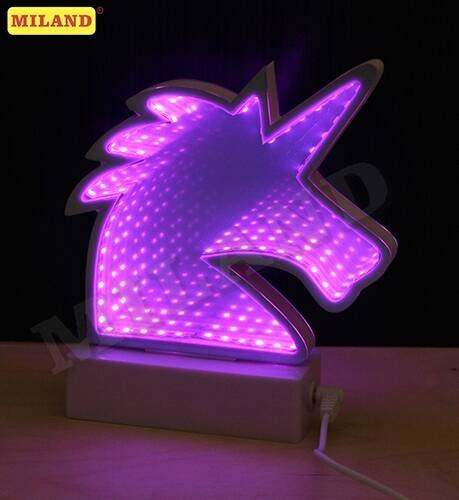 Зеркальные светильники (MILAND) Зеркальный 3D светильник Единорог, фиолетовый свет УД-9715