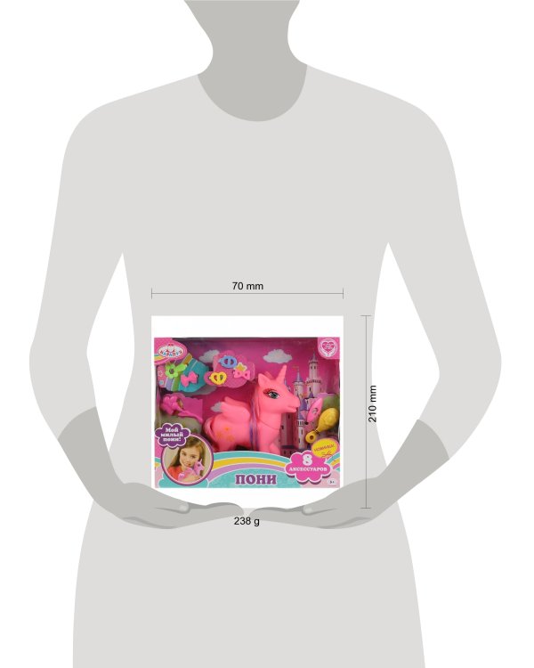 ПОНИ "КАРАПУЗ" С АКСЕССУАРАМИ, РОЗОВАЯ В РУСС. КОР. в кор.2*30шт