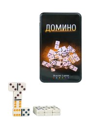 Домино пластиковое (19х11.5х3.5 см) в металл. коробке (Арт. AN02564)