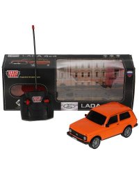 Машина р/у LADA 4x4 18 см, свет, оран, кор. Технопарк в кор.24шт