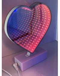 Зеркальный 3D светильник Сердце, красный свет УД-9717