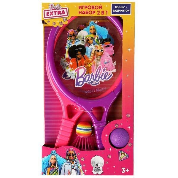 ИГРОВЫЕ НАБОРЫ С РАКЕТКАМИ (Умка) Набор с ракетками БАРБИ 2в1 бадминтон+теннис ИГРАЕМ ВМЕСТЕ в кор.2*36шт