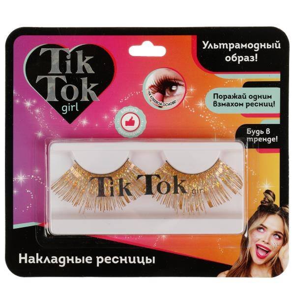 Накладные ресницы золотые TIK TOK GIRL в кор.6*24шт