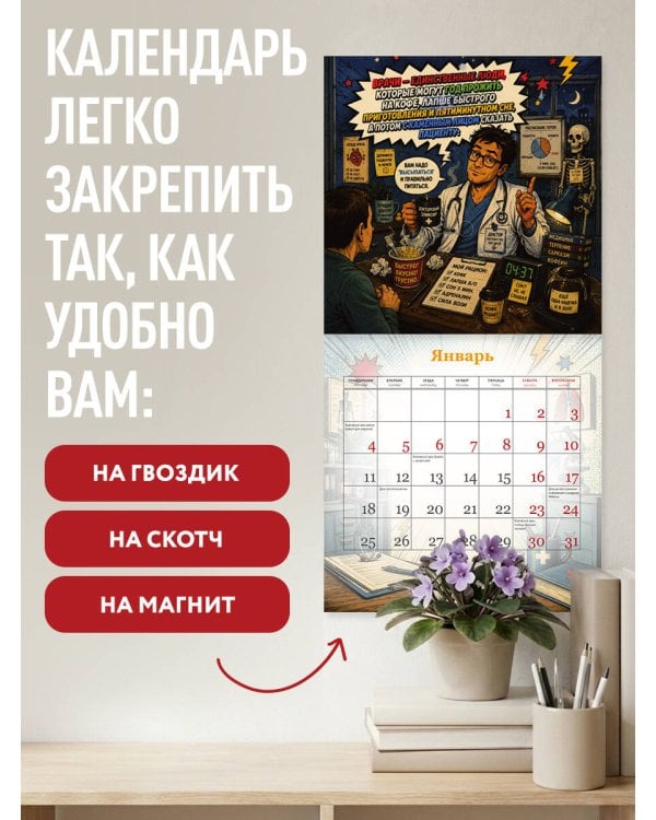 Дополнительное изображение книги «Календарь самого крутого доктора. Календарь настенный на 2027 год (300х300 мм)»