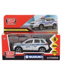 Машина металл SUZUKI VITARA ПОЛИЦИЯ 12 см, двери, багаж, серебр, в кор. Технопарк в кор.2*36шт