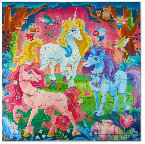 Пазл фигурный на подложке+Дополненная реальность. 80 деталей. Единороги. 30х30,5 см. ГЕОДОМ