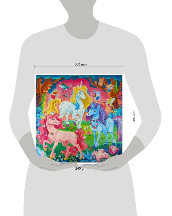 Пазл фигурный на подложке+Дополненная реальность. 80 деталей. Единороги. 30х30,5 см. ГЕОДОМ